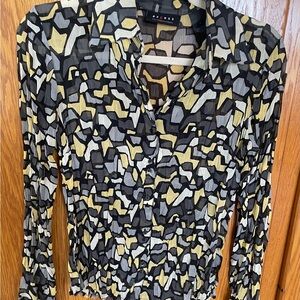 Axcess Black, Yellow & Cream Abstract Geometric Blouse
